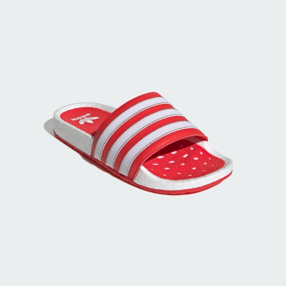 Adidas Adilette Boost Slides Men's Sandals Slippers Flip Flop Red White - Picture 3 of 6